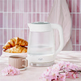 Adler AD 1306 Glas-Wasserkocher mit LED-Beleuchtung, 1,8 L, 2200 W, weiß