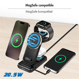 LogiLink 4-in-1 Ladestation – MagSafe kompatibel, kabellos, max. 20,5 W, schwarz