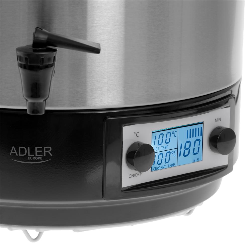 Adler AD 4496 Elektrischer Pasteurisierungstopf 28L 2600W 36cm Durchmesser LCD Anzeige silber