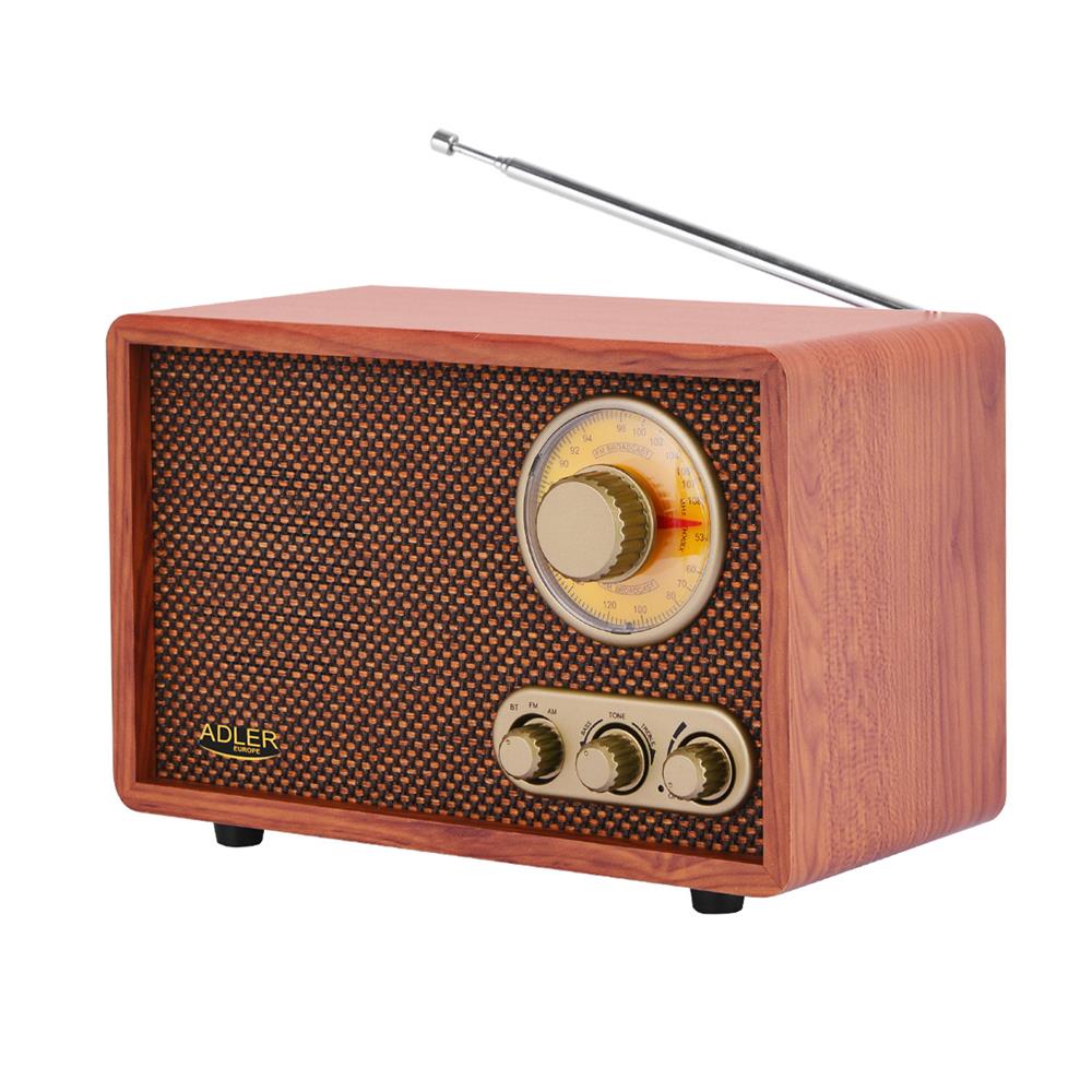 Adler AD 1171 Retro Holz Design Radio Bluetooth Style Look analoge Frequenzanzeige UKW braun Vintage