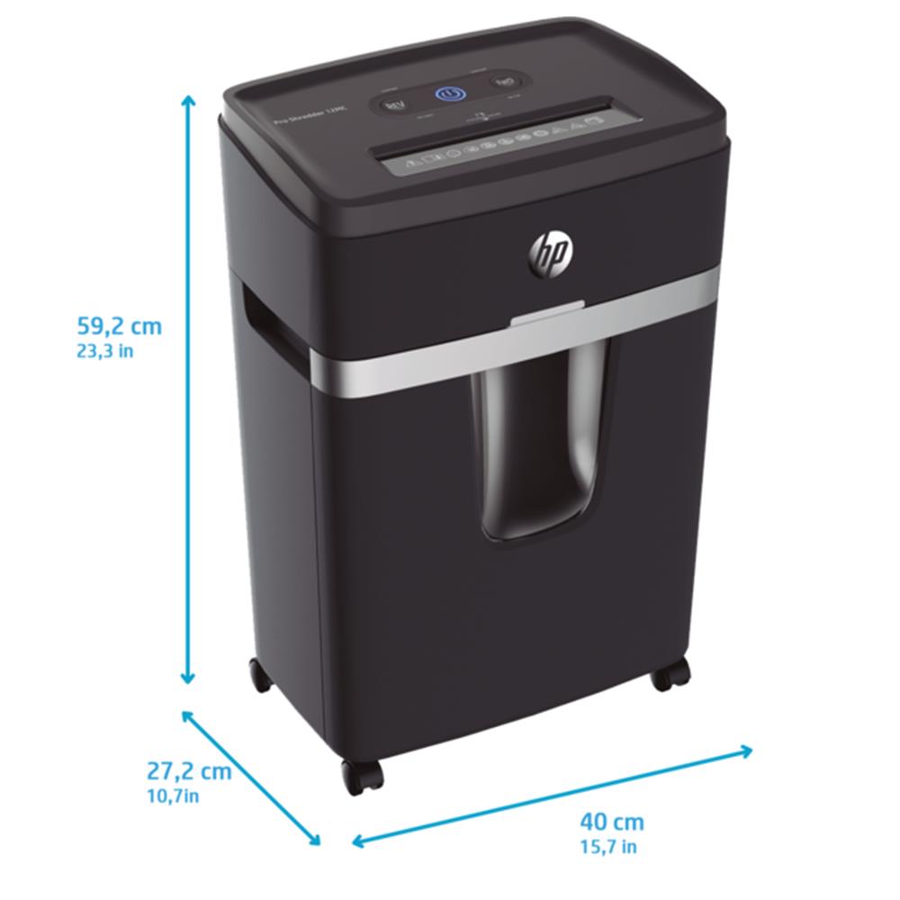 HP Pro Shredder 12MC - Aktenvernichter, Sicherheitsstufe P-5, Micro Cut, 12 Blatt, 55 dB, 25 Liter