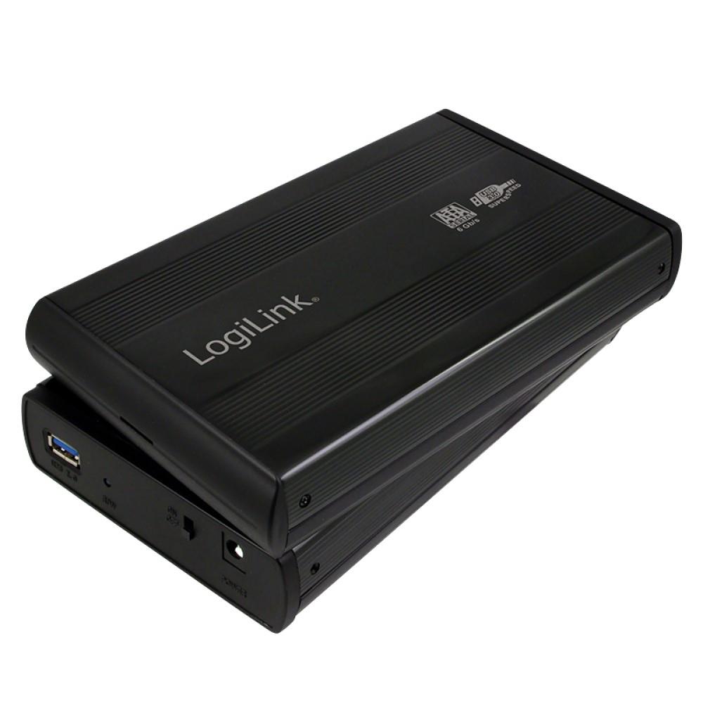 LogiLink Festplattengehäuse 3,5 Zoll, SATA, USB 3.0, Alumium, Schwarz