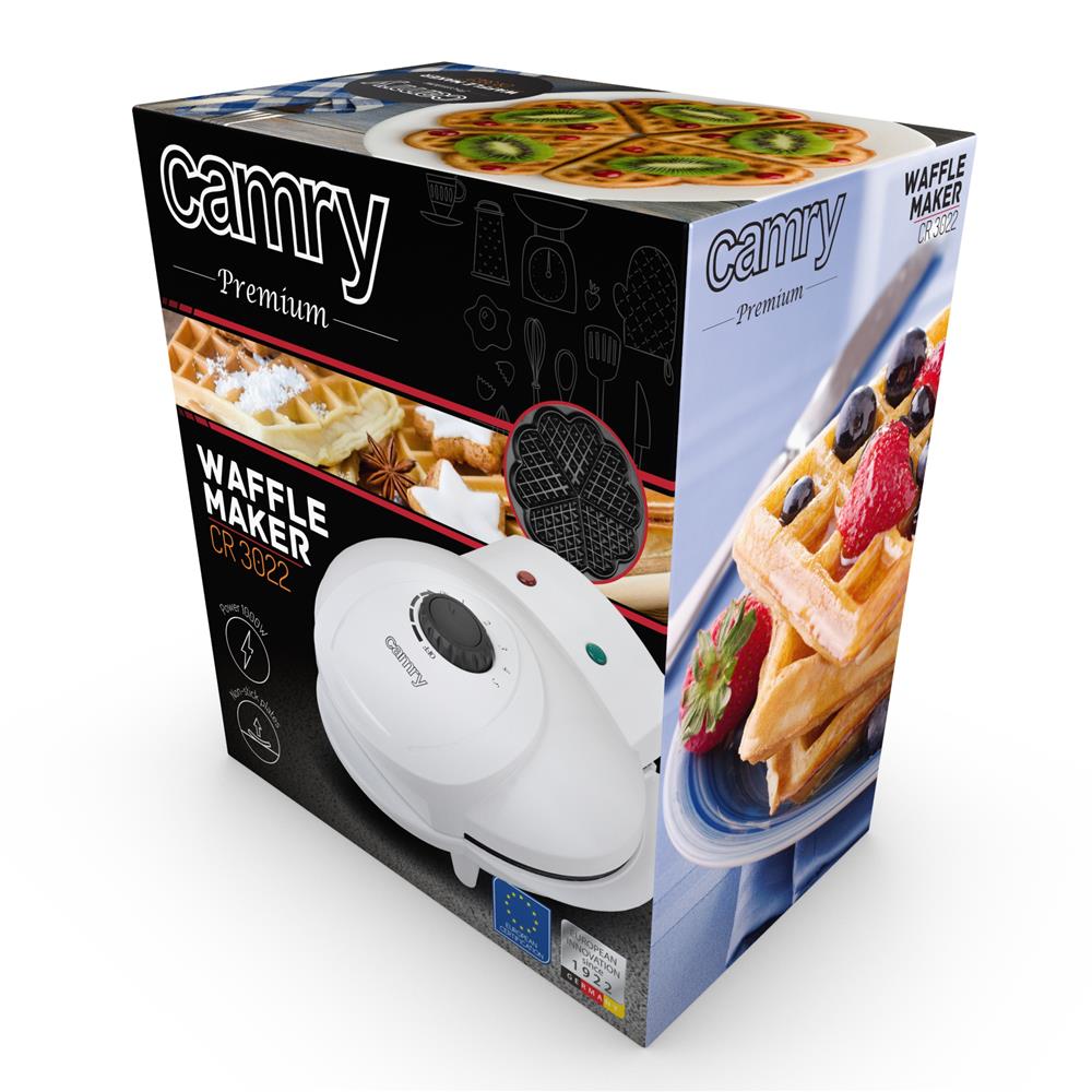 Camry CR 3022 Waffeleisen 1000 W Waffelmaker Waffelmaschine 5 Herzwaffeln