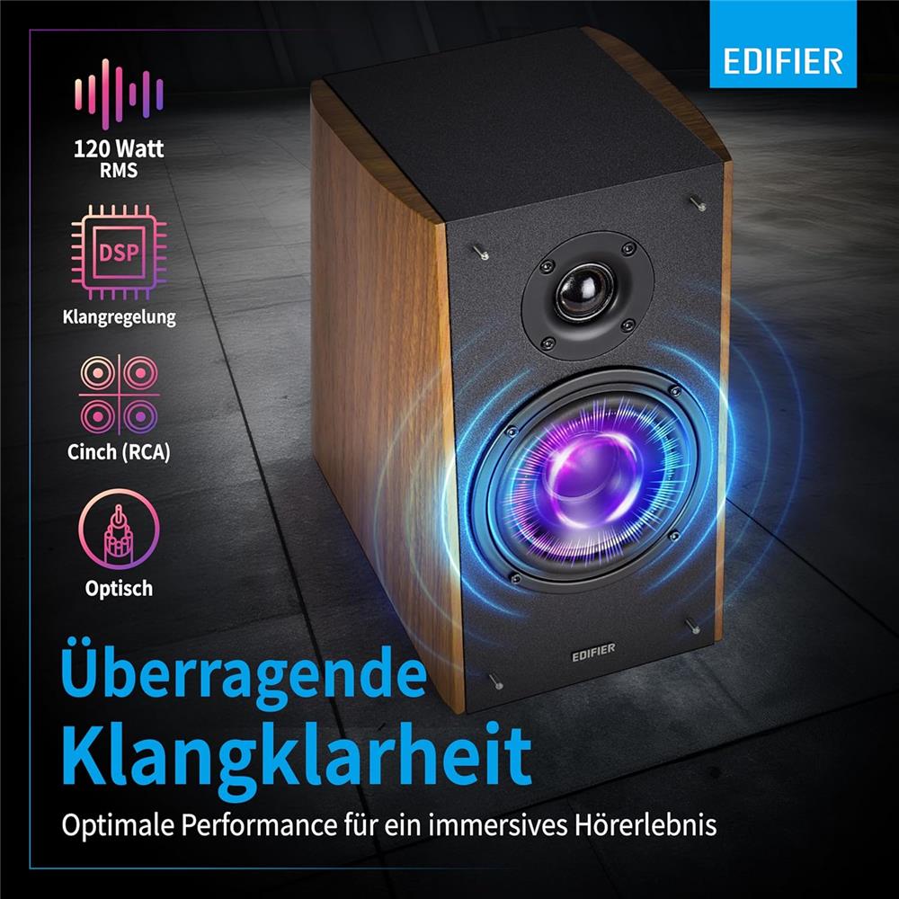 Edifier R2000DB – 2.0 Bluetooth Lautsprecher, 120W RMS, Optical, Warm Oak