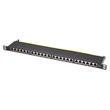 LogiLink Cat.6A Patchpanel 24 Ports – Geschirmt, 19" Einbau, 0,5 HE, Schwarz