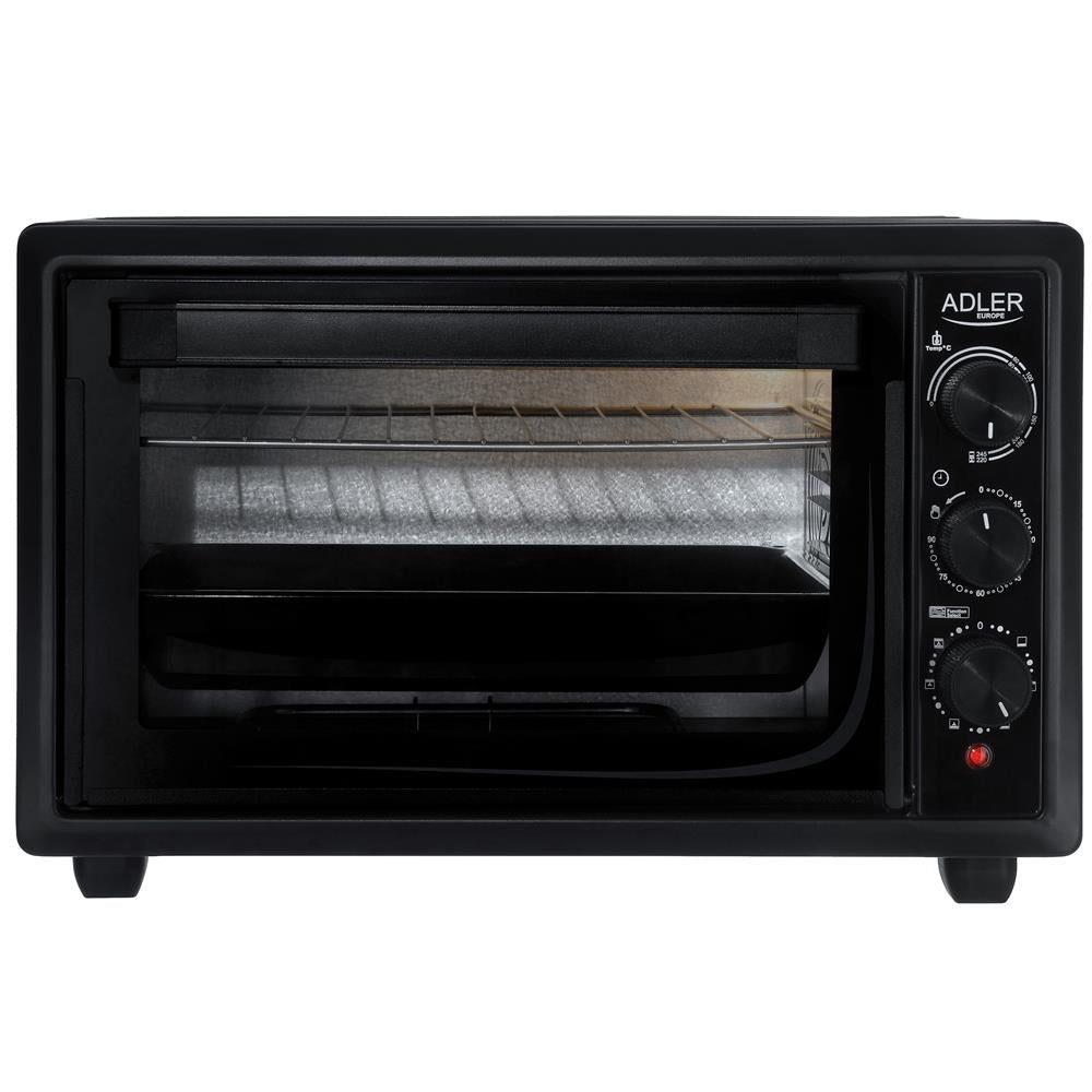 Adler AD 6023 Mini Backofen 26 L mit Umluft Timer und Backblech Schwarz