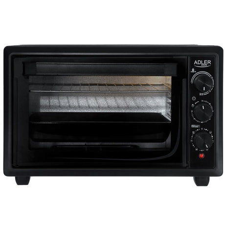 Adler AD 6023 Mini Backofen 26 L mit Umluft Timer und Backblech Schwarz