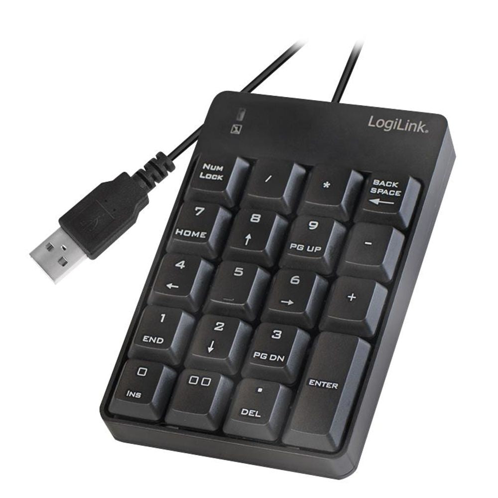 LogiLink Keypad Zahlentastatur mit USB-A Anschluss 19 Tasten schwarz