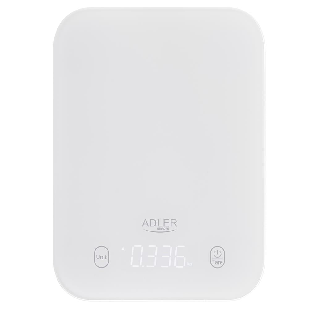 Adler AD 3181 Küchenwaage digital LED Anzeige Haushaltswaage Tara Funktion weiß