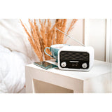 Adler AD 1185 Bluetooth Radio UKW 50 Senderspeicher SD USB MP3 Akku Modernes Design Küchenradio weiß