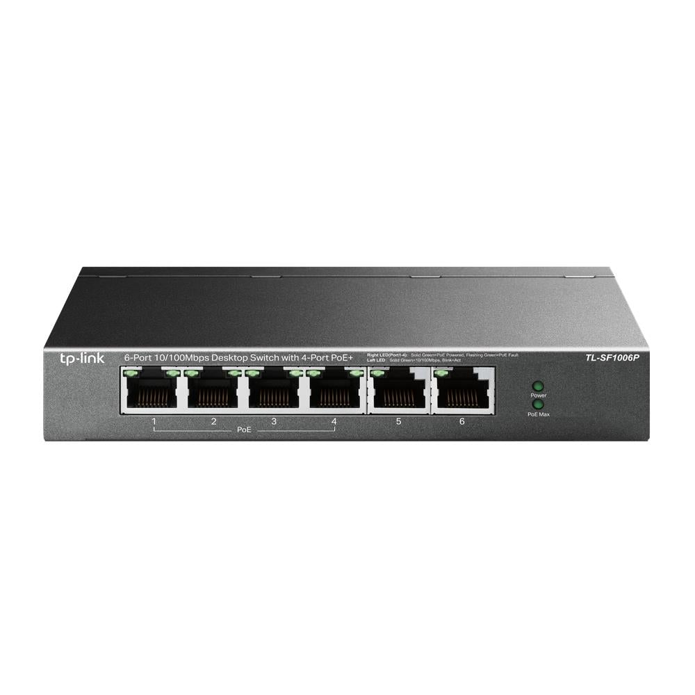 TP-Link TL-SF1006P 6-Port 10/100Mbit/s-Desktop-Switch mit 4-Port PoE+ Metallgehäuse