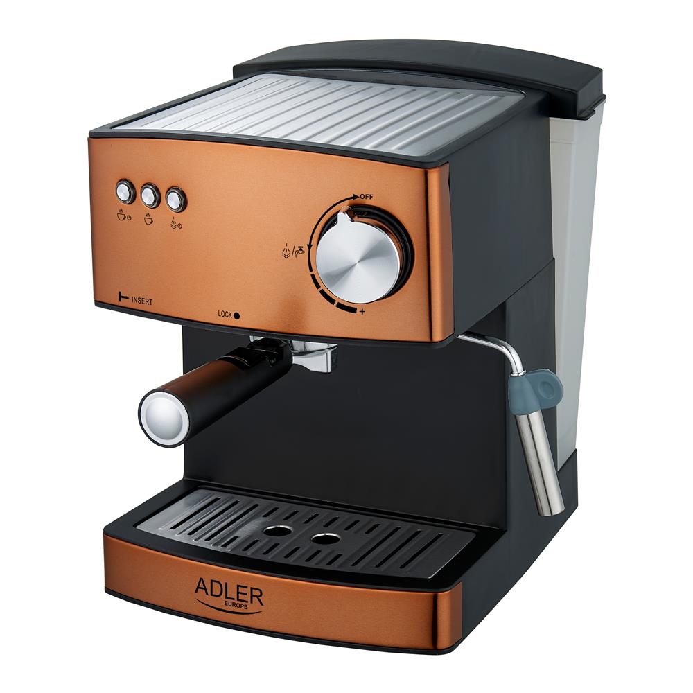 Adler AD 4404CR Espressomaschine Kupfer 850 Watt 15 bar Cappuccinomaschine Milchaufschäumer