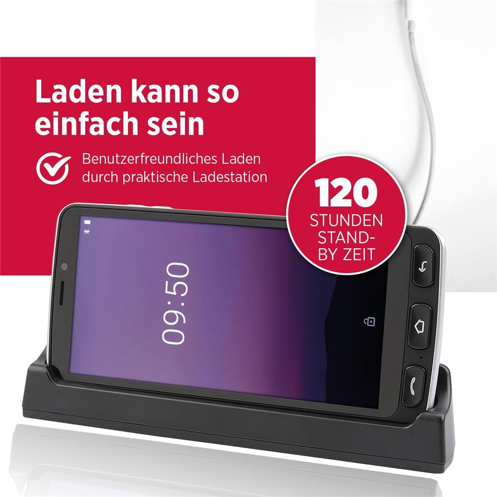 Olympia NEO+ schwarz Seniorenhandy Smartphone großem Display Notruftaste Whatsapp Android 15 4G LTE