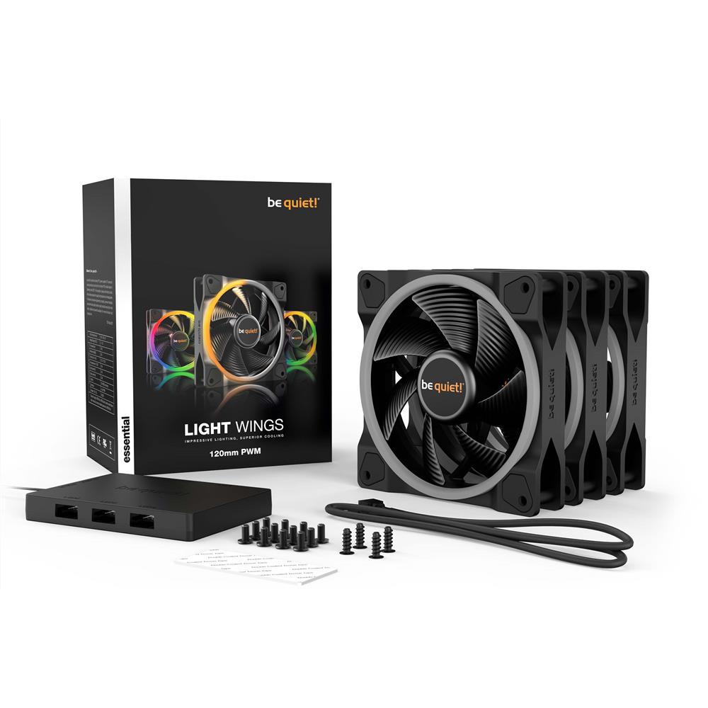 be quiet! Light Wings 120mm PWM Lüfter 3er Pack ARGB-Beleuchtung leiser Gehäuselüfter 4-pin