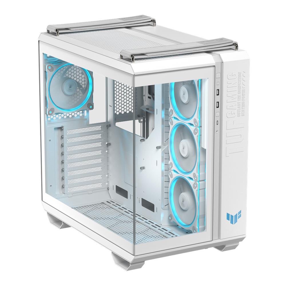 ASUS TUF Gaming GT502 Horizon TG ARGB White Zweikammer PC Gehäuse mit 4 ARGB Lüftern