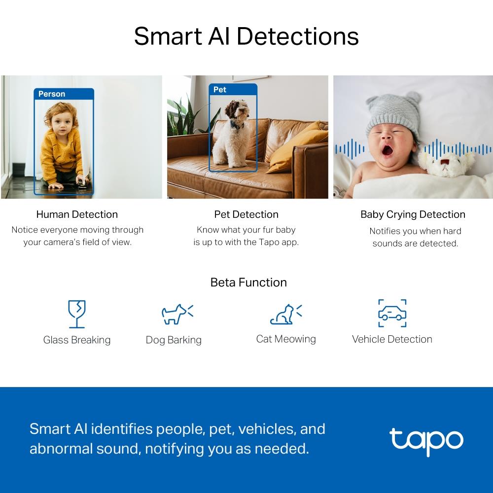 TP-Link Tapo C220 2K 4MP WLAN Kamera schwenkbar neigbar Nachtsicht KI Erkennung