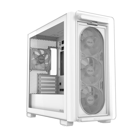 ASUS A23 PLUS TG ARGB White microATX PC Gehäuse mit 4 ARGB Lüftern und Glasfront