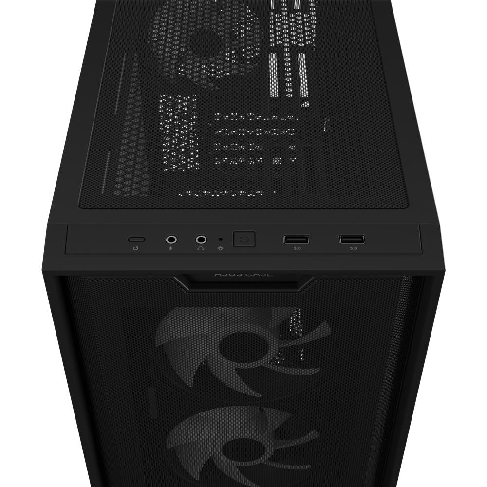 ASUS A21 PLUS TG ARGB Black microATX PC Gehäuse mit Mesh Front und 4 ARGB Lüftern