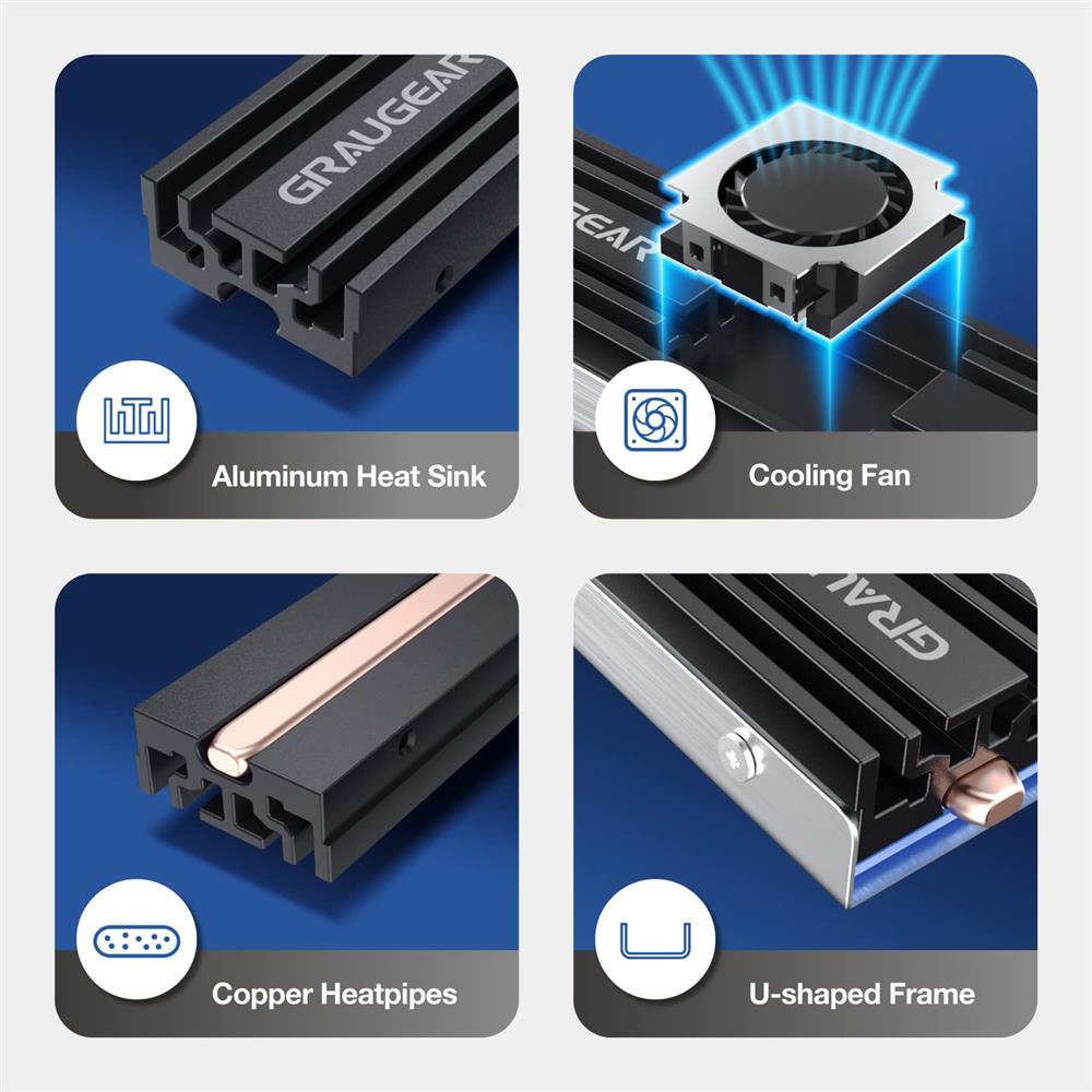 GRAUGEAR Heatpipe Kühler für M.2 2280 SSD