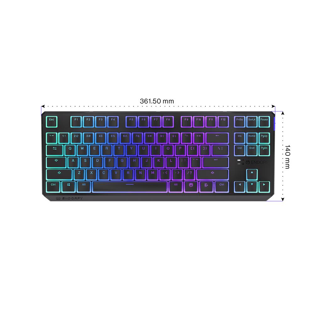 ENDORFY EY5A119 - Keyboards (US) Thock Wireless TKL Pud Kailh RD, Tastatur, Schwarz, Beleuchtet, kabellos, ENG-Layout