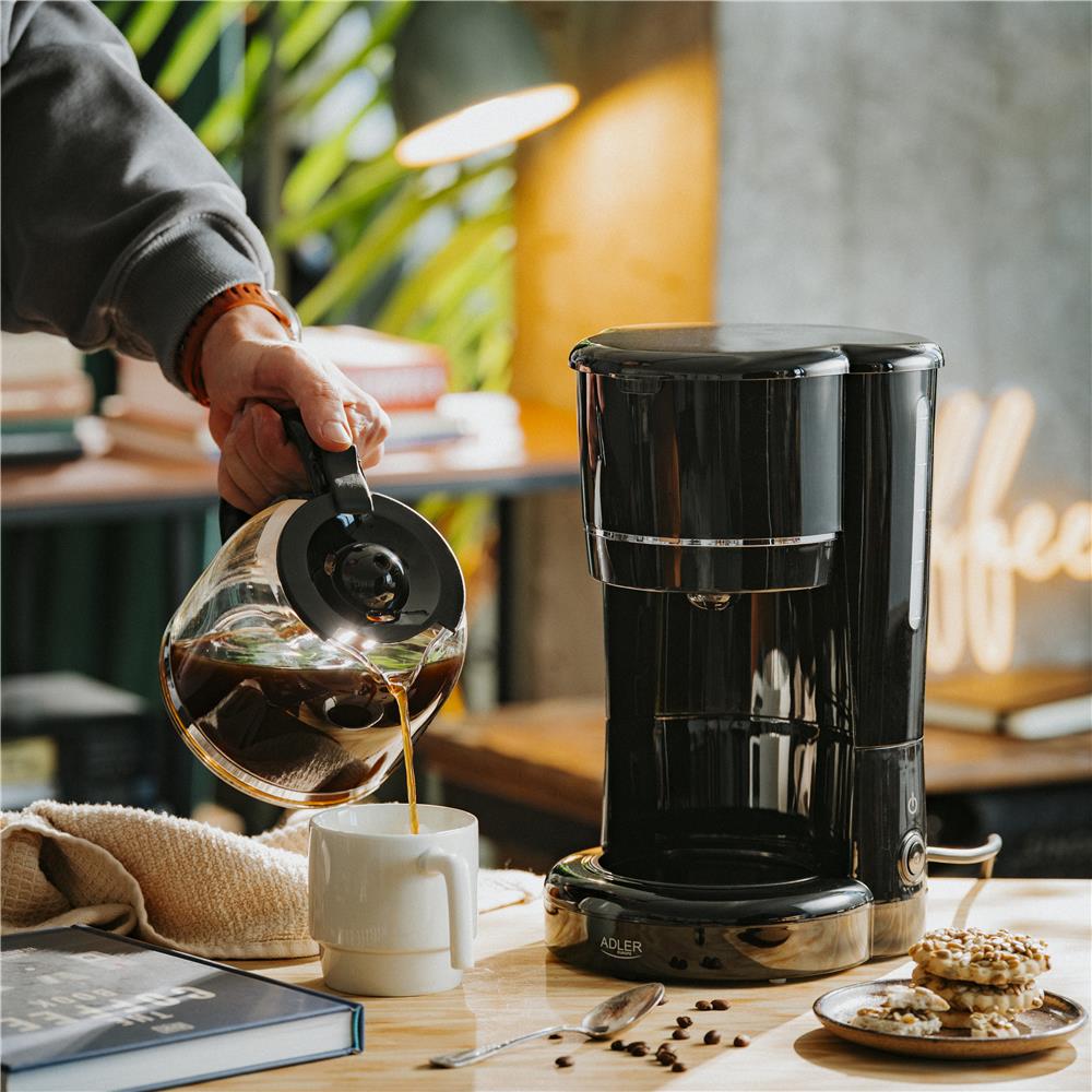 Adler AD 4383 Filterkaffeemaschine 1,5 L Schwarz mit Warmhaltefunktion und Nylonfilter