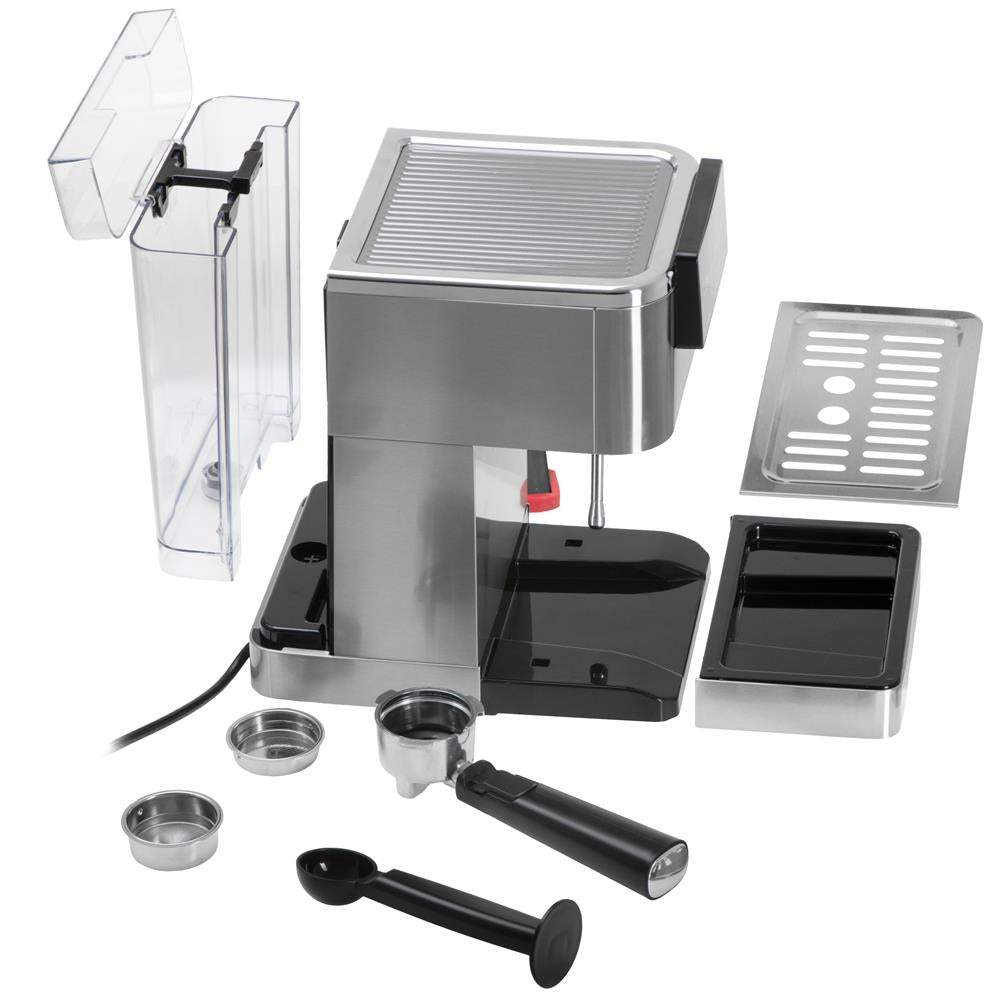 Adler AD 4390 Siebträgermaschine 20 Bar, PID Temperaturkontrolle, Thermoblock, Milchaufschäumer, 1350 W
