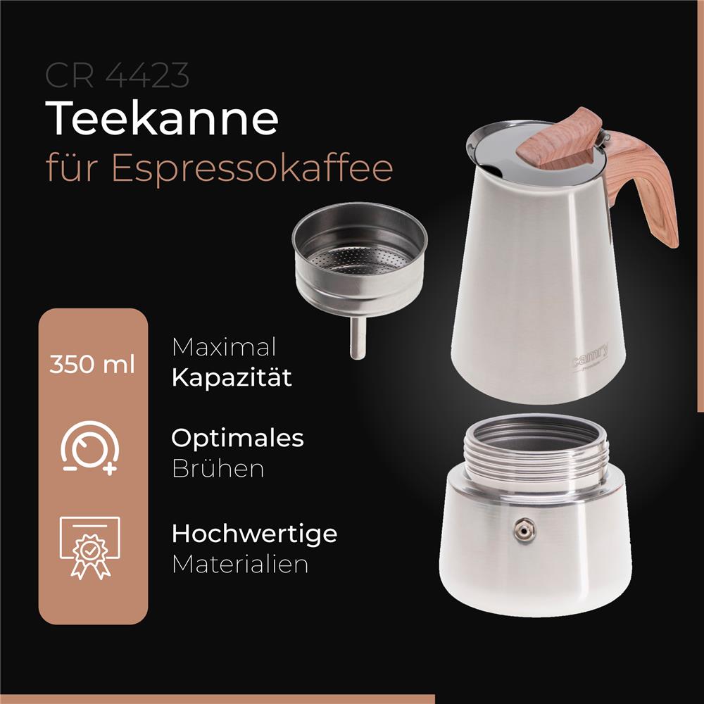 Camry CR 4423 Kaffeekanne Silber Espresso Edelstahl 0,35 L spülmaschinenfest