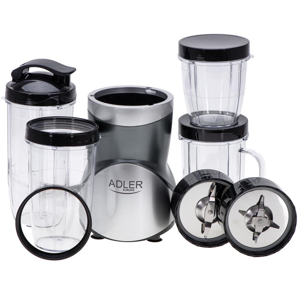 Adler AD 4084 Mixer Smoothie Maker Set Standmixer Blender elektrisch silber