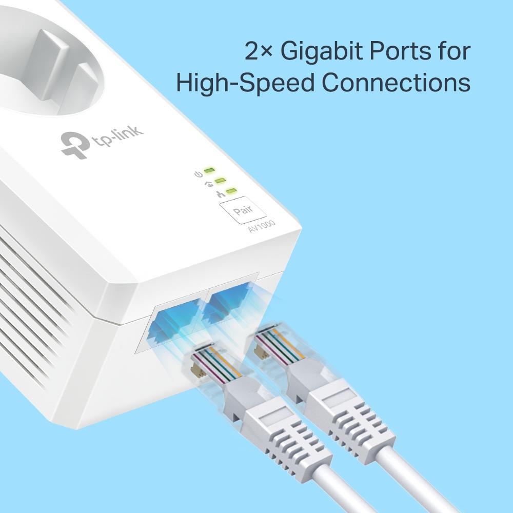 TP-Link TL-PA7027P KIT AV1000 2-Port Gigabit Powerline Adapter mit Steckdose