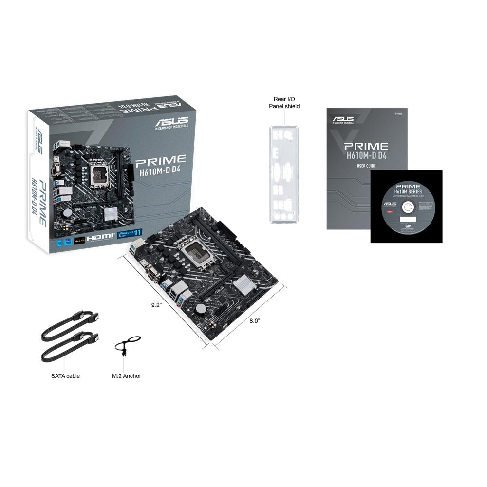 ASUS PRIME H610M-D D4 Gaming Mainboard Sockel Intel LGA 1700 mATX DDR4 PCIe 4.0 M.2 COM Port