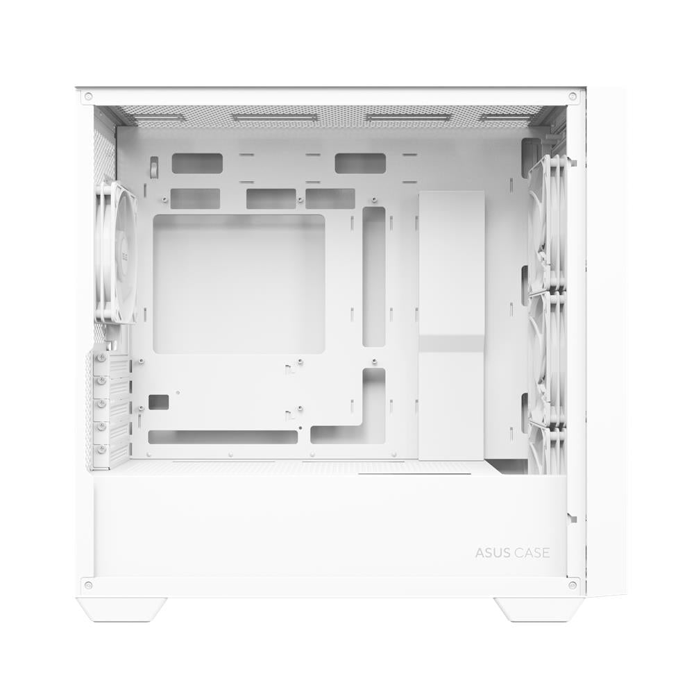 ASUS A21 PLUS TG ARGB White microATX PC Gehäuse mit Mesh Front und 4 ARGB Lüftern