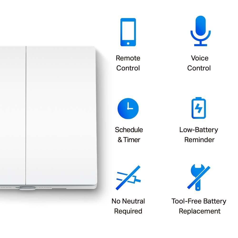 TP-Link Tapo S220 – Smarter Lichtschalter (2-fach), ohne extra Stromanschluss