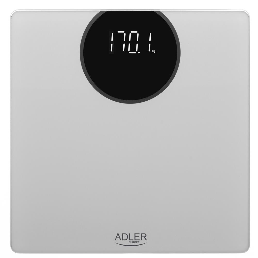 Adler AD 8175 Personenwaage in Silber für max 180kg mit digitalem LED Display