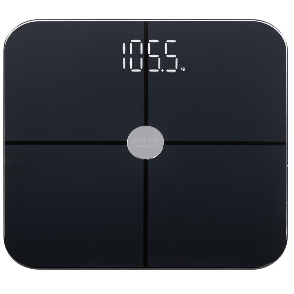 Adler AD 8187 Smart Badezimmerwaage mit App 180 kg Personenwaage schwarz