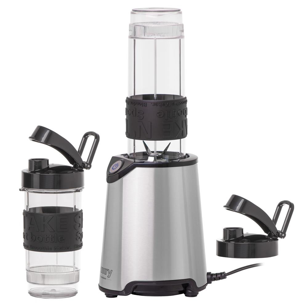 Camry CR 4069 Edelstahl-Standmixer für Smoothies, Cocktails, Crushed Eis, mit 2 Trinkflaschen