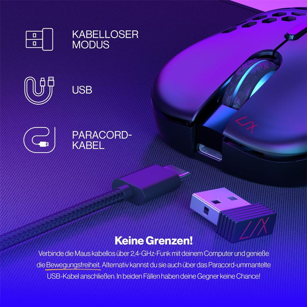 ENDORFY LIX Wireless, Leichte kabellose Gaming-Maus (69 g), 16000 DPI, Schwarz | EY6A008