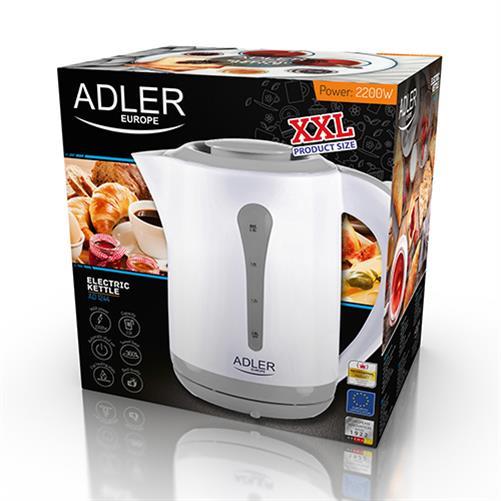 Adler AD 1244 Wasserkocher in Grau/Weiß, 2,5 Liter, 2200 Watt, mit Automatikabschaltung