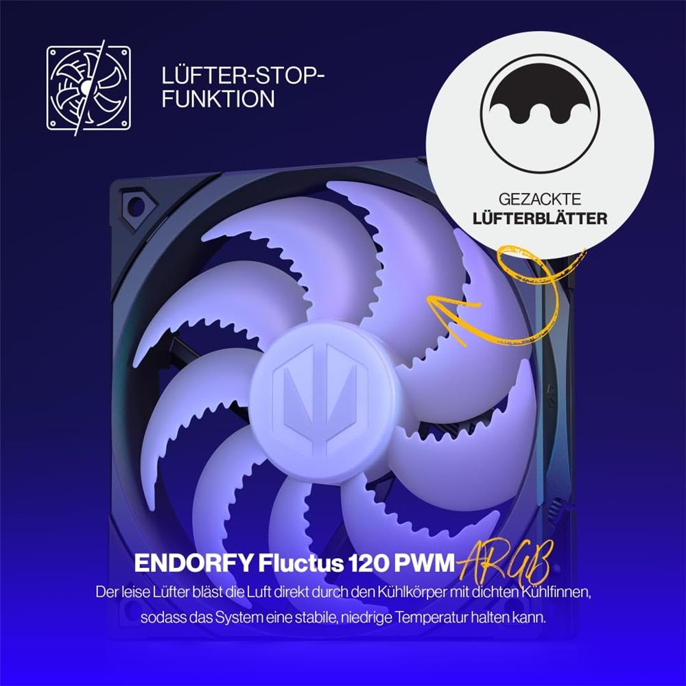 ENDORFY Fera 5 Black ARGB CPU-Kühler, Beleuchtet, inklusive Wärmeleitpaste | EY3A012