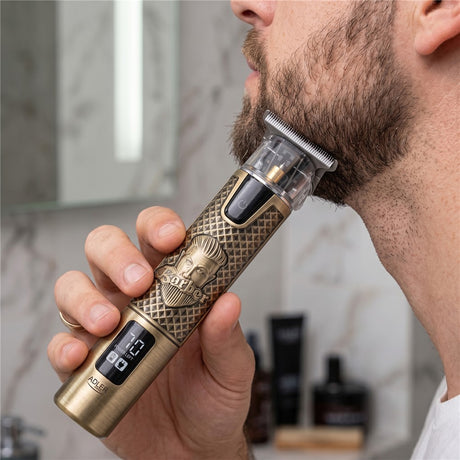 Adler AD 2970 Profi Barber Haarschneider Trimmer, Rasierapparat Konturenschneider für Bart, Nacken und Haarlinien, Keramikklinge, USB-C, Metallgehäuse Golden