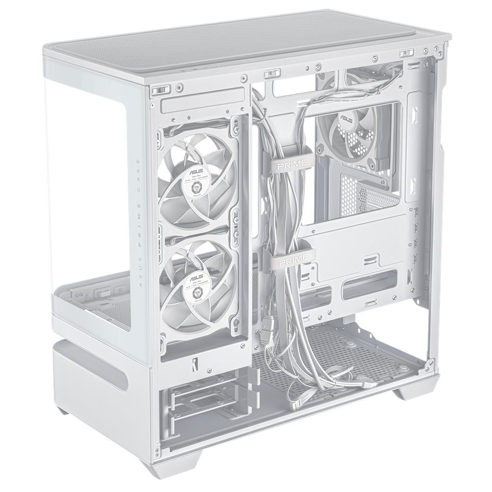 ASUS Prime AP202 ARGB White mATX PC Gehäuse mit Panorama Glas und GPU bis 420 mm