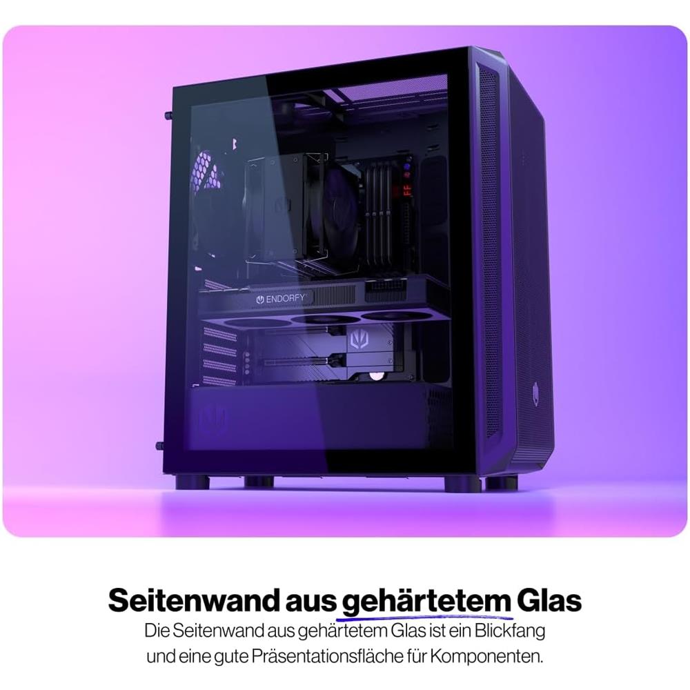 ENDORFY Arx 500 Air, ATX PC-Gehäuse, inkl. 5x 140mm PWM-Lüfter, Seitenteil aus gehärtetem Glas | EY2A010