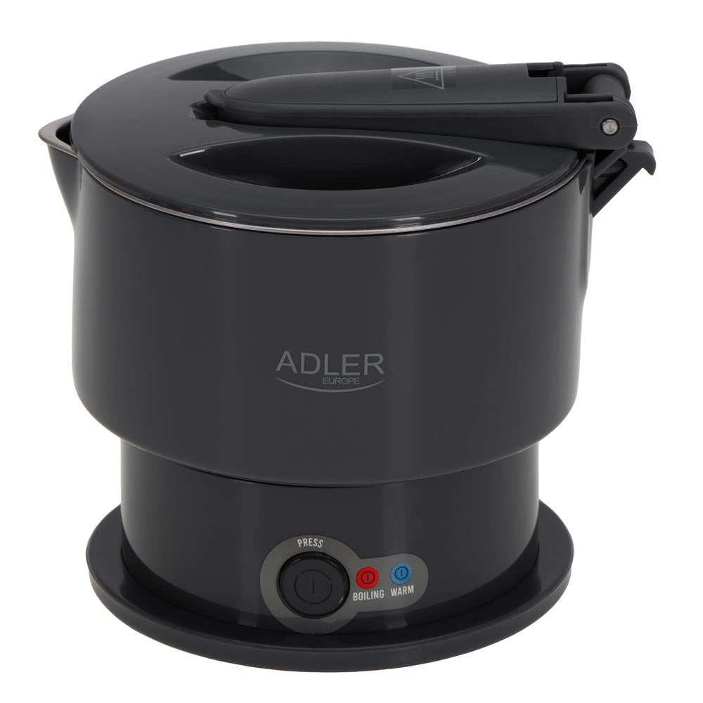 Adler AD 1377 Reise Wasserkocher 0,6 L faltbares Silikongehäuse Camping grau