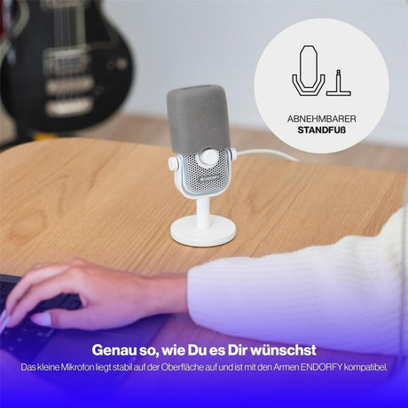 ENDORFY Solum Voice S Onyx White USB Mikrofon mit RGB und Kopfhöreranschluss