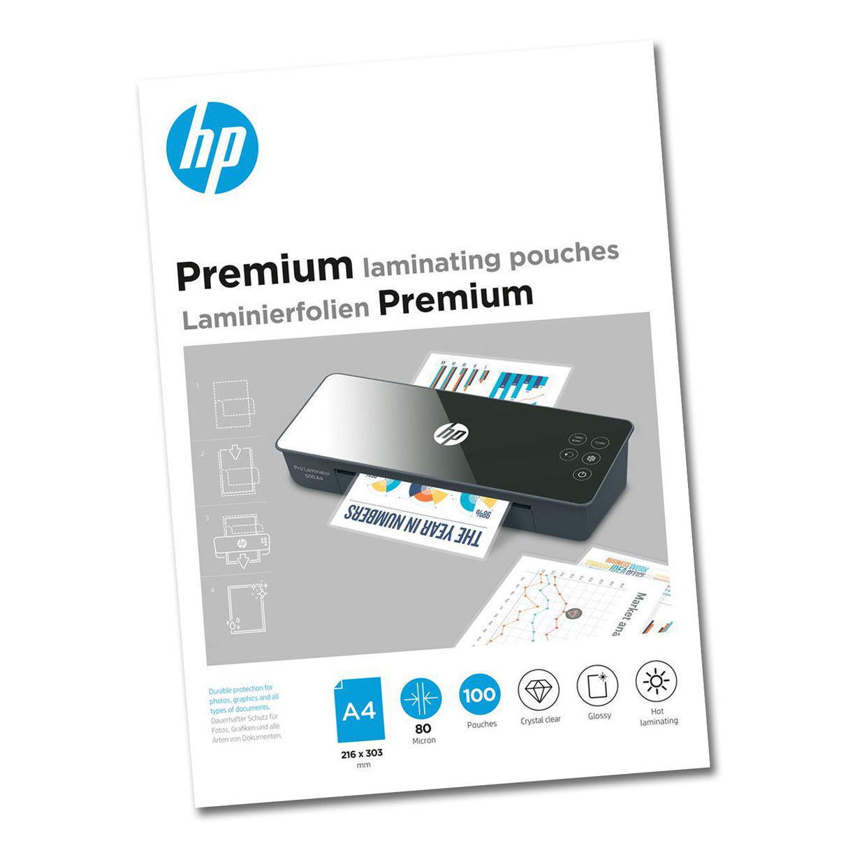 HP Premium Laminierfolien, DIN A4, 80 Micron, 100 Stück