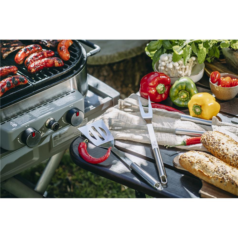 Adler AD 6730 Barbecue-Besteck-Set mit Tasche, Grillbesteck mit Spatel, Fleischgabel und Grillzange