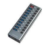 LogiLink USB 3.2 Gen 1 Hub, 10 Ports + 1x Schnell-Ladeport, Ein/Aus-Schalter