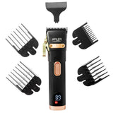 Adler AD 2853 Akku Haarschneider, Haartrimmer für Kopfhaar und Koteletten, Stahlklinge, LED-Display, USB, 0,8-13 mm Schwarz Golden