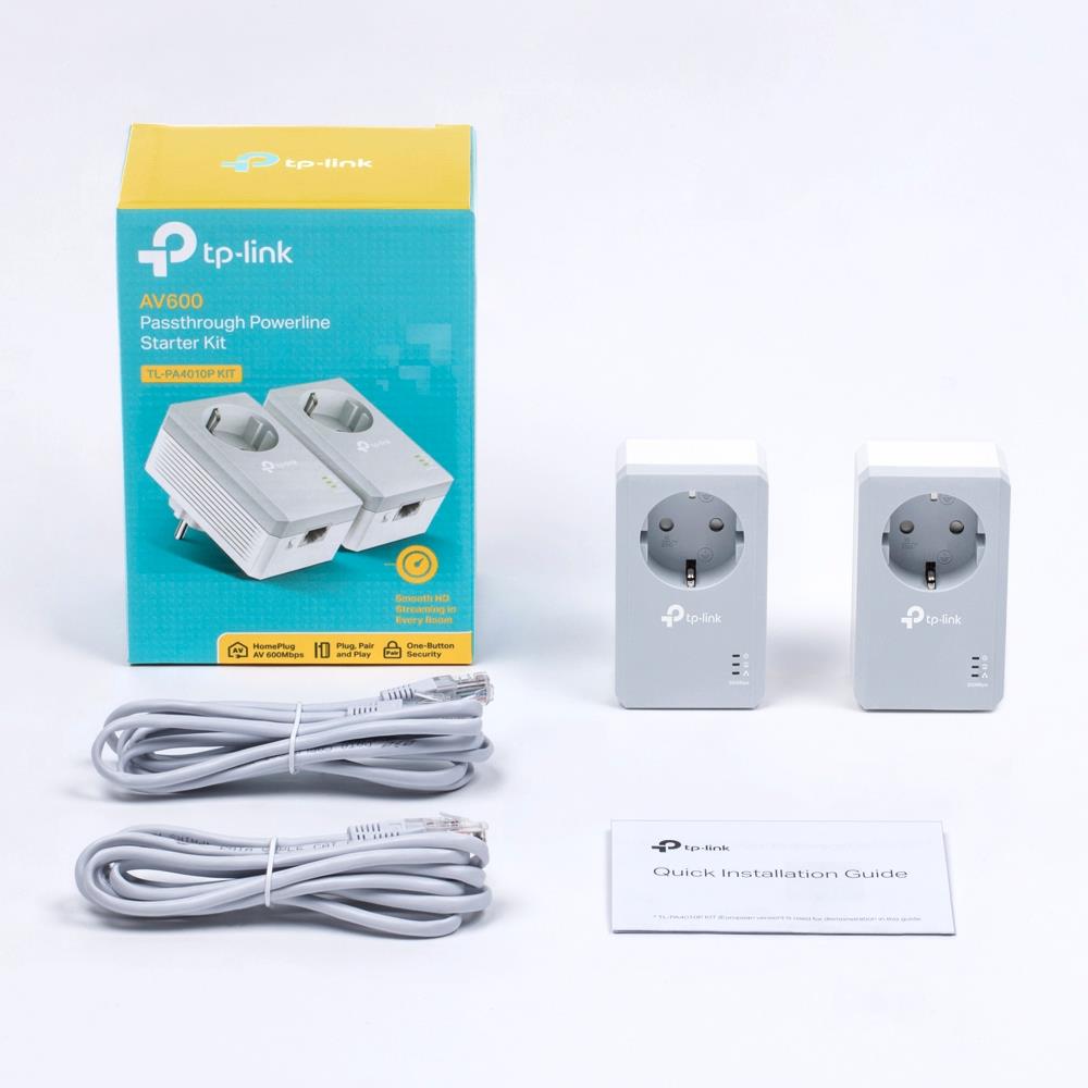 TP-Link TL-PA4010PKIT AV600-Powerline-Adapter KIT mit Steckdose 2er Set Plug-and-Play