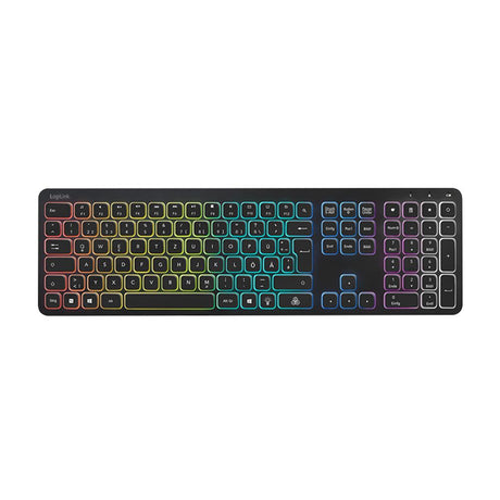 LogiLink Funk-Tastatur mit Regenbogenfarben-Hintergrundbeleuchtung 2,4 GHz