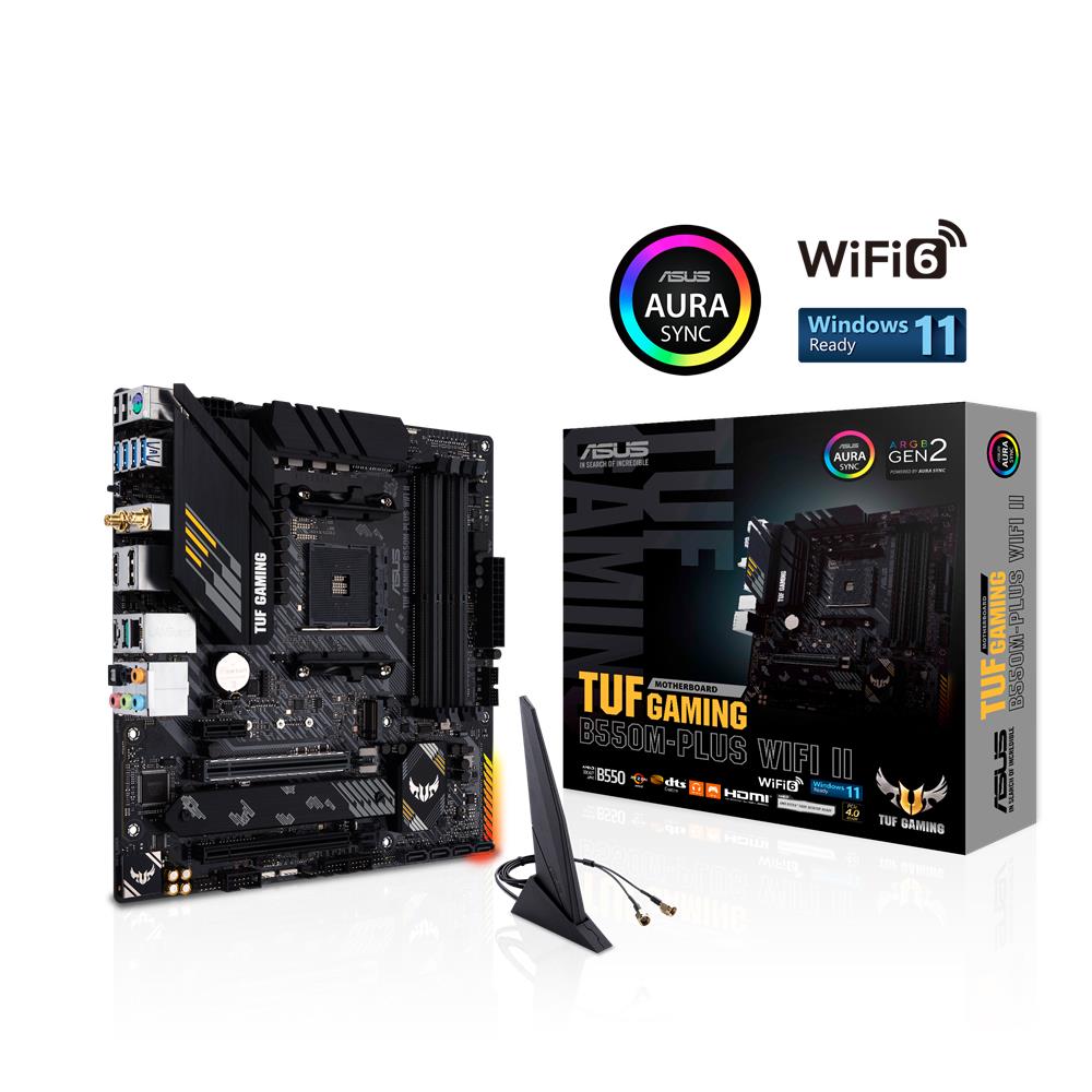 ASUS TUF GAMING B550M-PLUS WIFI II Mainboard Sockel Ryzen AM4 AMD mATX PCIe 4.0 dual M.2 WiFi6